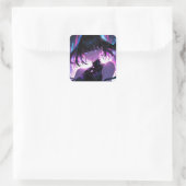 紫のデジタルアニメガール スクエアシール (バッグ)