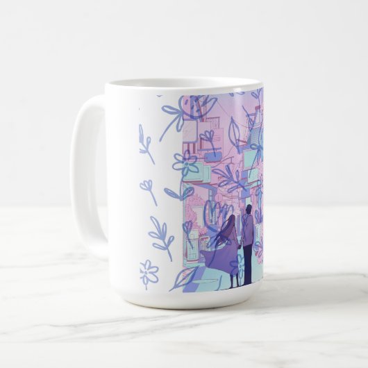 紫のデート コーヒーマグカップ (正面左)