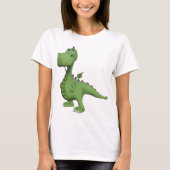 紫のトゲを持つ緑の恐竜キャラクター Tシャツ (正面)