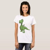 紫のトゲを持つ緑の恐竜キャラクター Tシャツ (正面フル)