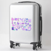 紫のトリップ(幻覚体験)のようなサイケデリックキノコの花 シール (スーツケース)