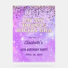 紫のトレンディーの私のダブルデジットの時代誕生日 アクリルサイン