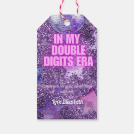 紫のトレンディーの私のダブルデジットの時代誕生日 ギフトタグ