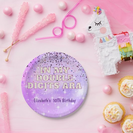 紫のトレンディーの私のダブルデジットの時代誕生日 ペーパープレート (パーティー)