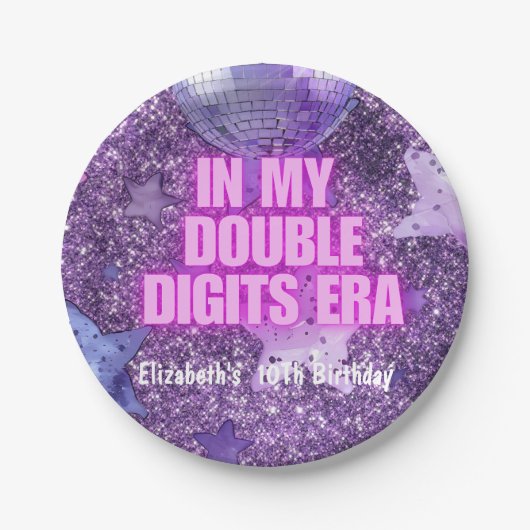 紫のトレンディーの私のダブルデジットの時代誕生日 ペーパープレート (正面)