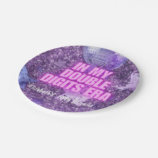 紫のトレンディーの私のダブルデジットの時代誕生日 ペーパープレート (アングル)