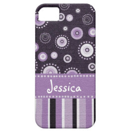 紫のドットとストライプ iPhone 11 ケース