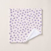 紫のドッ名門私立校風のモダントアニマルプリント バスタオルセット (ウォッシュタオル)