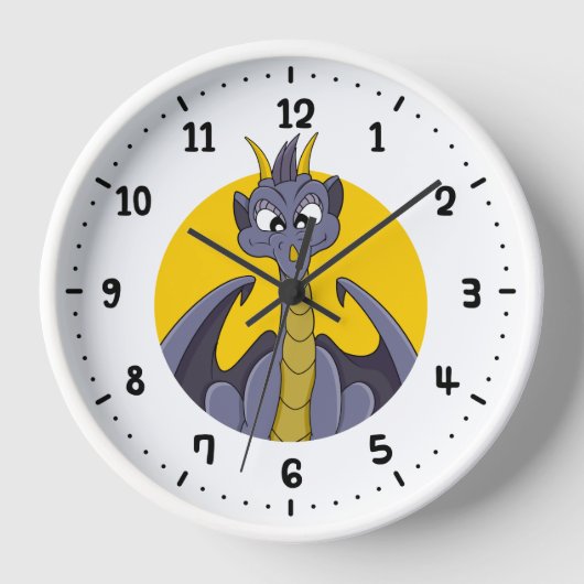 紫のドラゴンの丸い時計 壁時計 (正面)