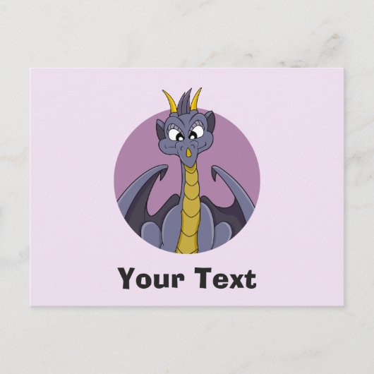 紫のドラゴンの漫画はがき ポストカード (正面)