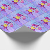 紫のドラゴンカップケーキバルーンパーソナライズされた ラッピングペーパー (角)