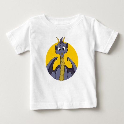 紫のドラゴンカートゥーンベビーTシャツ ベビーTシャツ (正面)