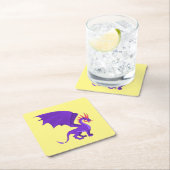 紫のドラゴン スクエアペーパーコースター (インサイチュ)