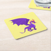 紫のドラゴン スクエアペーパーコースター (アングル)