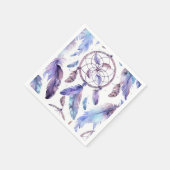 紫のドリームキャッチャーの水色 スタンダードカクテルナプキン (角)