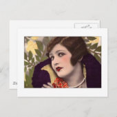 紫のドレスのビクトリアン美人 ポストカード (正面/裏面)