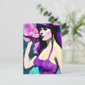 紫のドレスの女性 ポストカード (スタンド正面)