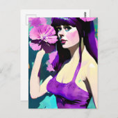 紫のドレスの女性 ポストカード (正面/裏面)