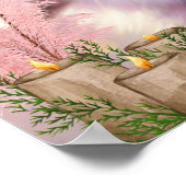 紫のドレスを着たかわいい子猫の花の芸術の保育園 ポスター (角)