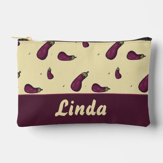 紫のナスの黄色 アクセサリーポーチ (正面)