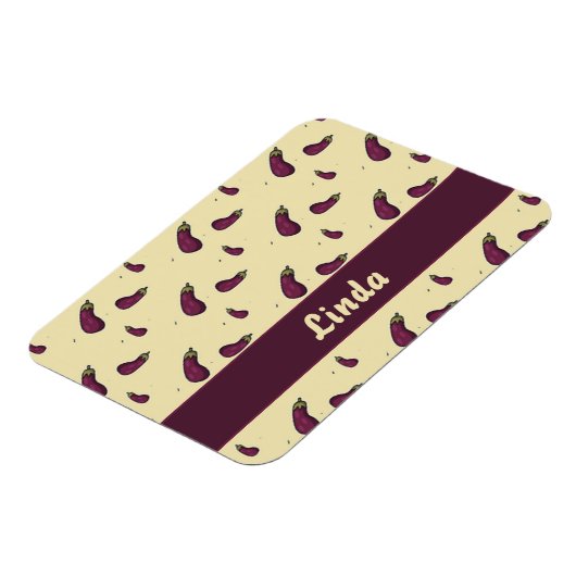 紫のナスの黄色 マグネット (左側)