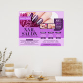 紫のネイルサロン、メイクアップアーティスト(水平) ポスター (キッチン)