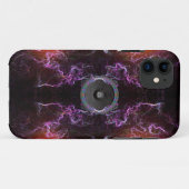 紫のネオンの背景に音楽スピーカー Case-Mate iPhoneケース (裏面(横))