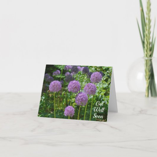 紫のネギの花の群がすぐによくなる サンキューカード (正面)