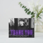 紫のネモダンオン写真の卒業ありがとう ポストカード (スタンド正面)