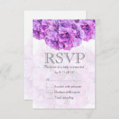 紫のハイドランジアの結婚式の出欠確認カード 出欠カード (正面/裏面)