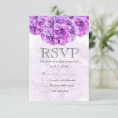 紫のハイドランジアの結婚式の出欠確認カード 出欠カード (スタンド正面)