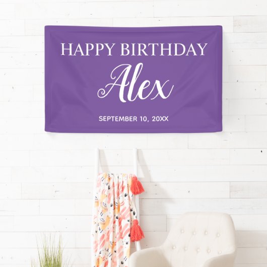 紫のハッピーバースデーパーティー名 横断幕 (インサイチュ)