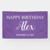 紫のハッピーバースデーパーティー名 横断幕 (横)