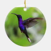 紫のハミングバードクリスマスオーナメント セラミックオーナメント (裏面)