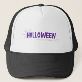 紫のハロウィン気分が漂う不気味なレタリング キャップ