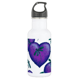 紫のハートとトンボ ウォーターボトル