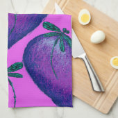 紫のハートとトンボ キッチンタオル (四つ折り)