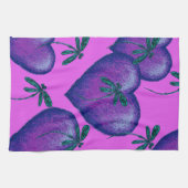 紫のハートとトンボ キッチンタオル (横)