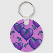 紫のハートとトンボ