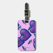紫のハートとトンボ ラゲッジタグ (正面縦)