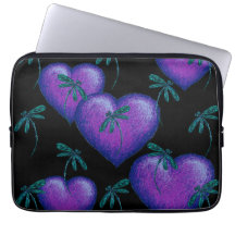 紫のハートとトンボ