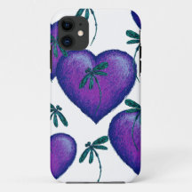 紫のハートとトンボ