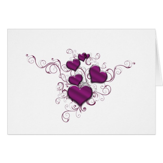 紫のハートとリボンの絡み合い (正面横)