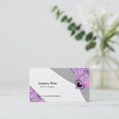 紫のハートと動物の毛模様 名刺 (スタンド正面)