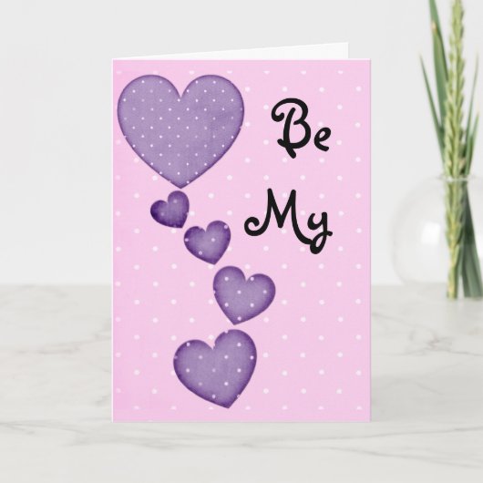 紫のハートのバレンタインカードになって シーズンカード (正面)