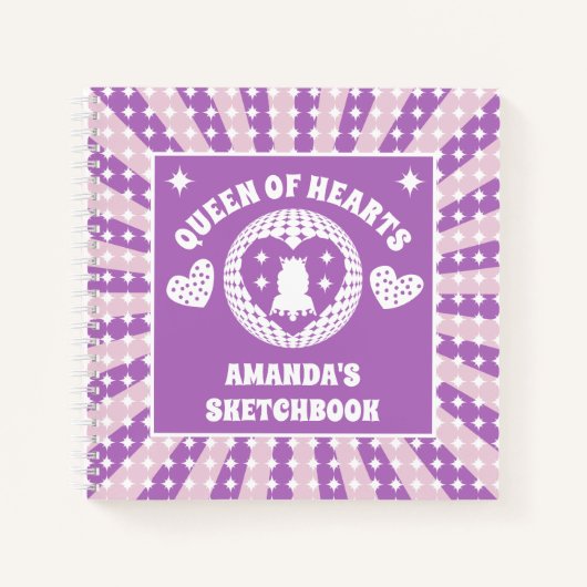 紫のハートの女王の子供用スケッチブック ノートブック (正面)
