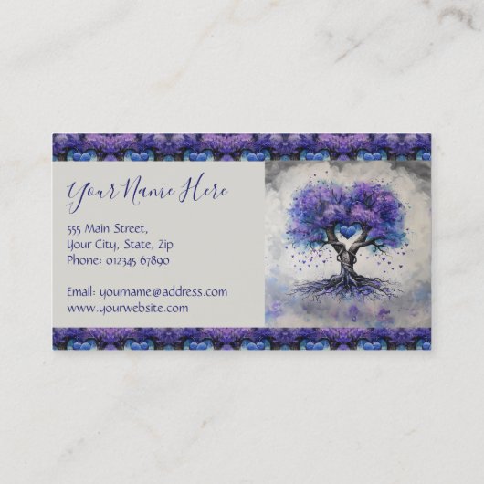 紫のハートの木 名刺 (裏面)