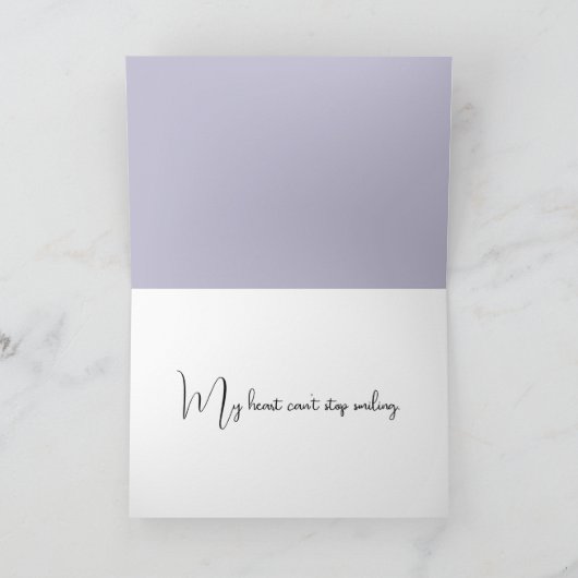 紫のハートの笑顔のありがとう サンキューカード (内部)