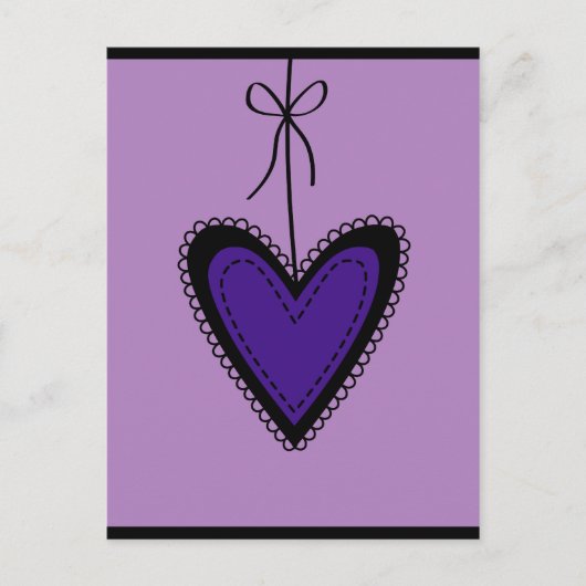 紫のハートはがき ポストカード (正面)