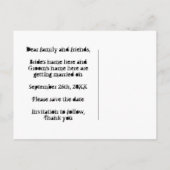 紫のハートは日付結婚を 案内ポストカード (裏面)